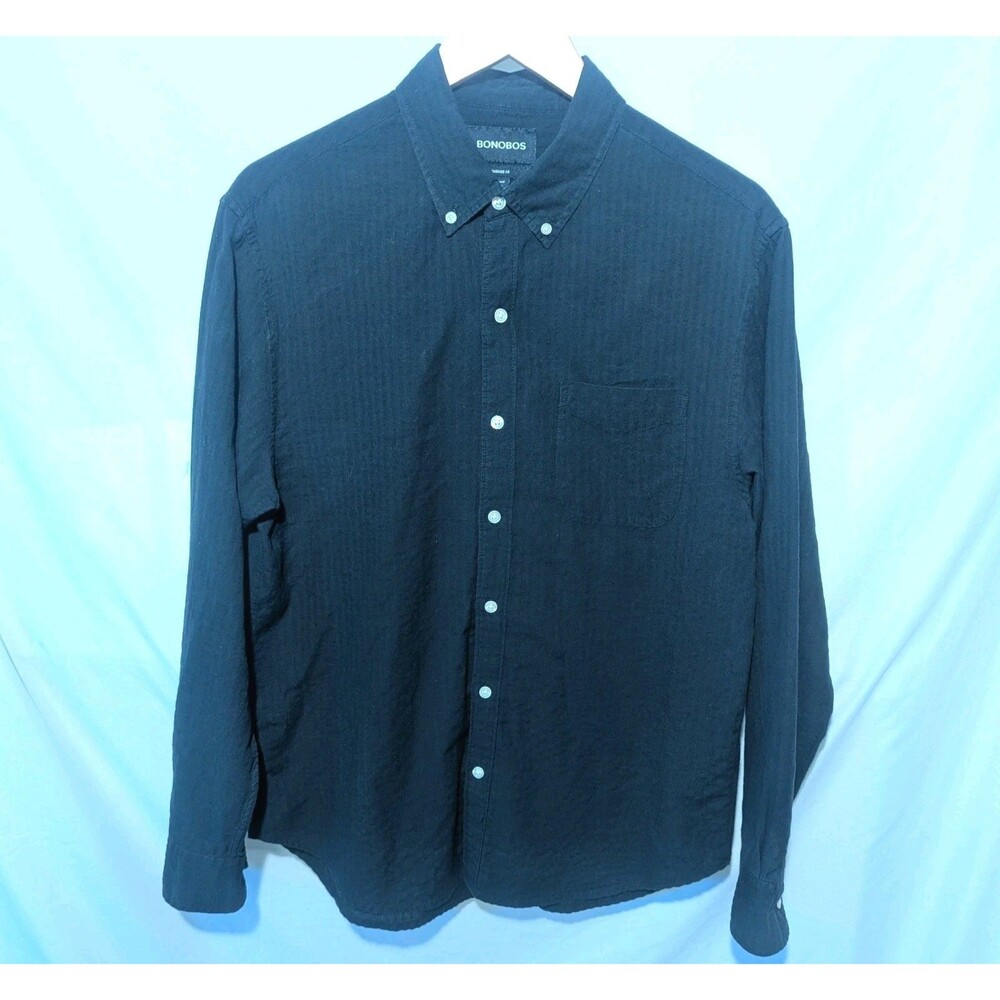 Bonobos Black Standard Fit Long Sleeve Button Down Shirt Size Medium Short